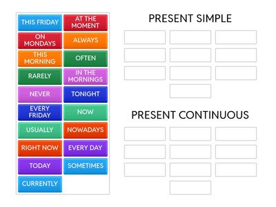 Present Simple vs Present Continuous  (Key words)