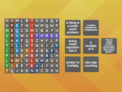 multiplication wordsearch