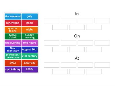 Time Prepositions: In, On, At