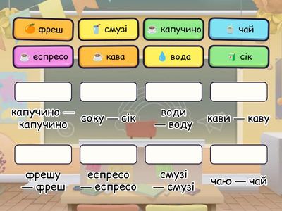 Напої у відмінках (Н/Р/Зн)