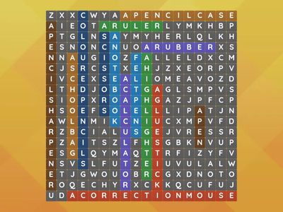  VOC 1 : SCHOOL THINGS (word search)