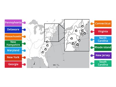 13 Colonies Map Matching Game