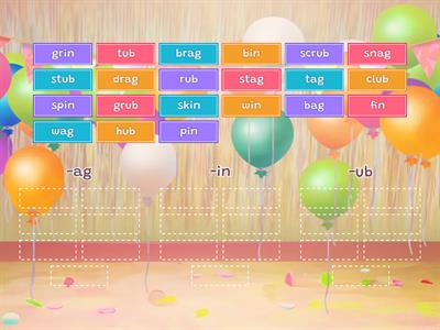 Word Families Accuracy -ag, -in, -ub