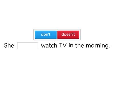Exercise 3 — Negative sentences (Don't or Doesn't)