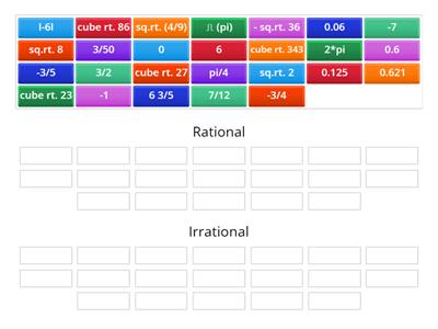 8.8 Rational/Irrational # Sort B