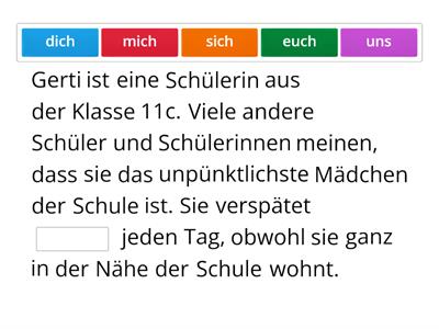 Das unpünktlichste Mädchen der Schule - Reflexivpronomen