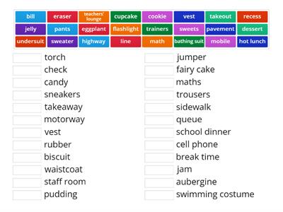 American vs English words