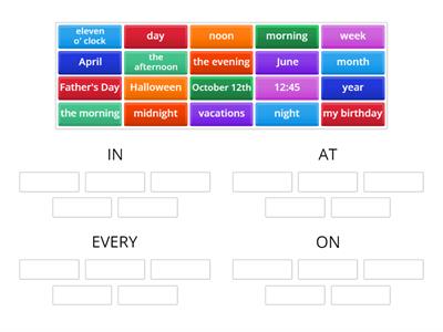 Prepositions of Time (at, in, on)
