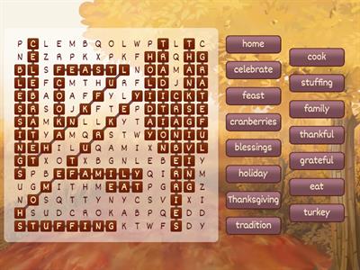 Thanksgiving Word Search