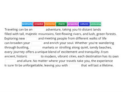 Traveling - Missing word