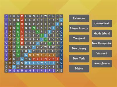 Northeast Word Search Printable