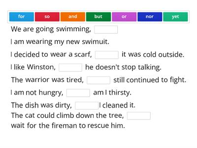 Coordinating Conjunctions -- Compound Sentences