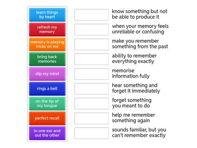 Speakout U1 - idioms, memory phrases