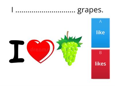 Like/don't like/likes/doesn't like - quiz