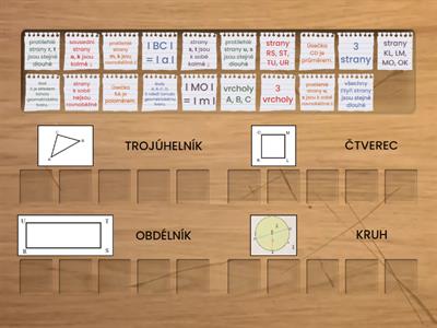 Geometrie - rovinné útvary - trojúhelník, čtverec, obdélník
