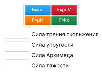 Соотносить силы и их формулы