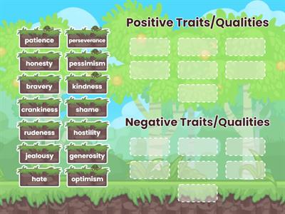 Sort positive and negative traits (intangible) 