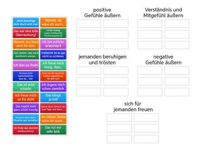 Gefühle äußern und auf Gefühläußerungen reagieren