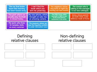 (non) defining relative clauses