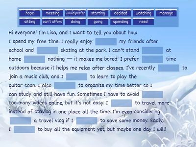 My blog post. Hobbies