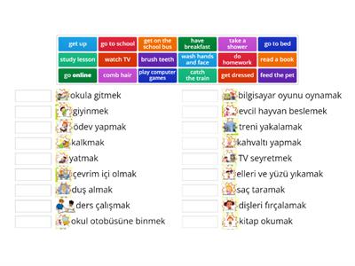 5 4.ÜNİTE DAILY ACTIVITIES EŞLEŞTİR SET-1 