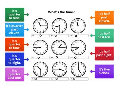Time - half past, quarter past, quarter to