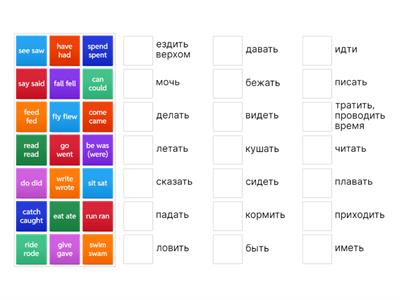 Неправильные глаголы 5 кл
