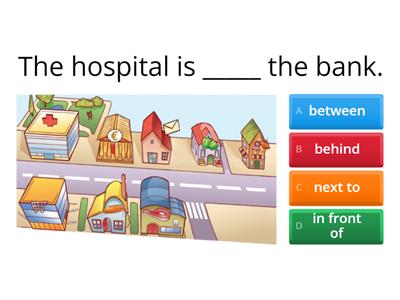 Prepositions of place-behind, next to, in front of, between