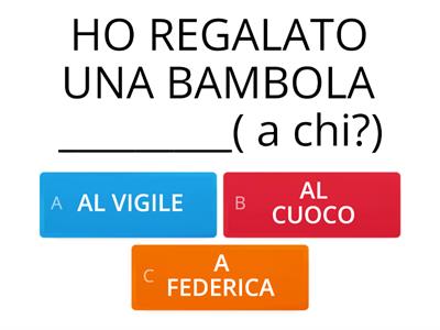 COMPLETA CON IL COMPLEMENTO DI TERMINE(  achi? a che cosa?) ADEGUATO: