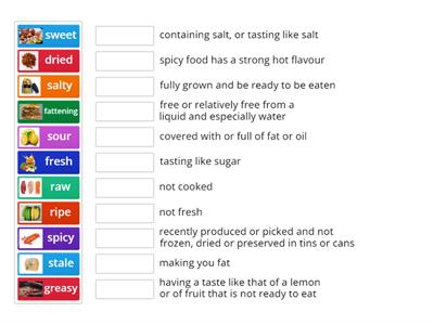 Adjectives to describe food and drinks