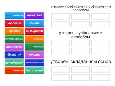  Способи творення прикметників, 6 клас