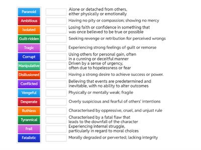 Macbeth Tier 2 Vocabulary Definitions