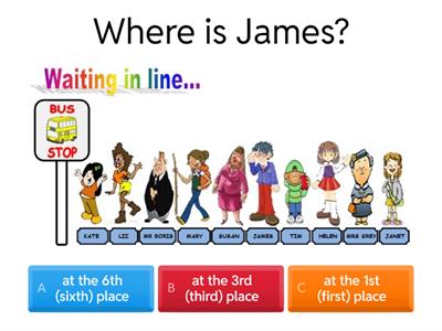  Ordinal numbers "where is...?" and T or F