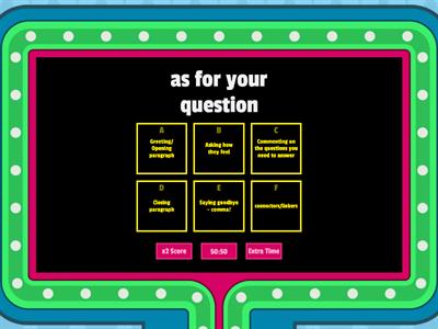  B1 PET informal email writing gameshow