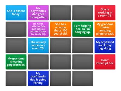 Present Simple vs Present Continous - match the sentences