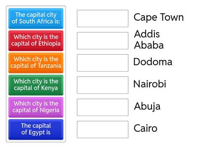 Level 2: African Countries and Capitals 