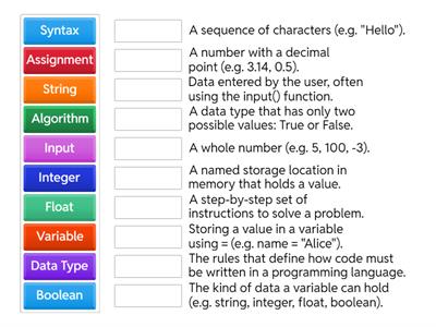 Introductory programming - keywords