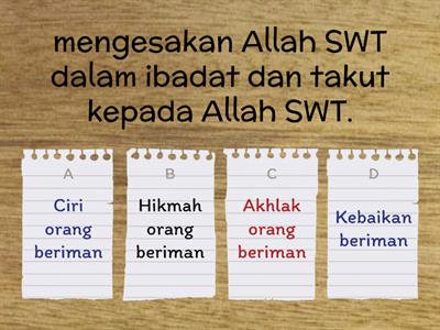 KUIZ PENDIDIKAN ISLAM TING 1