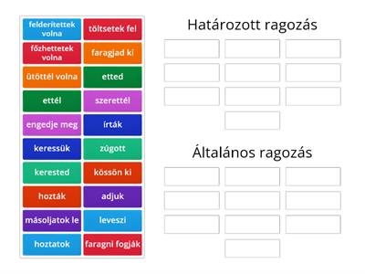 Határozott vagy általános ragozás, 6. osztály 