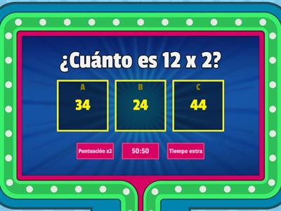 Tablas de Multiplicar 9,10, 11 y 12