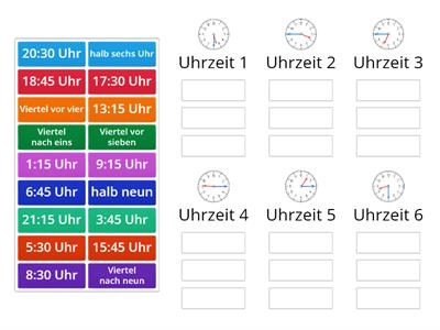 Welche Uhrzeiten passen zum Bild der Uhr?