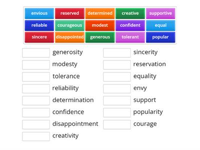 Match the adjective to the noun