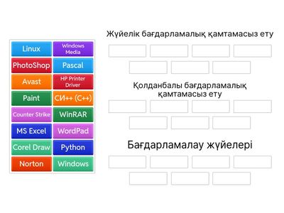Тапсырма 3. Ұсынылған бағдарламаларды үш санатқа жіктеңіз.