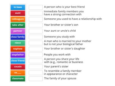 Vocabulary: Family and friends 1 (Level intermediate 1B)