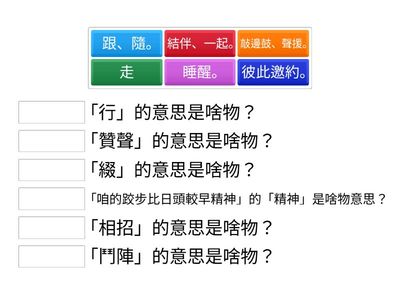 康軒第一冊第二課鬥陣語詞解釋地面