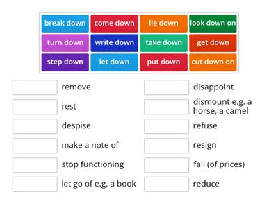 Phrasal verbs with down