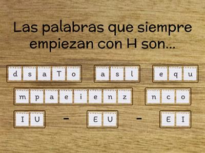 ¿Qué palabras empiezan con H?