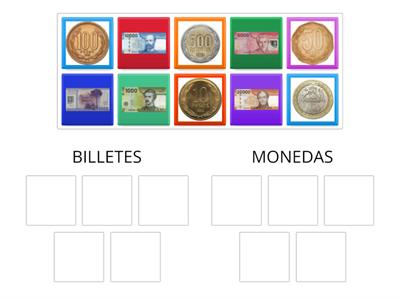 Clasificar billetes y monedas