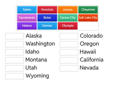 West Region States And Capitals