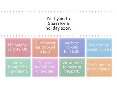 Present continuous, future arrangements  